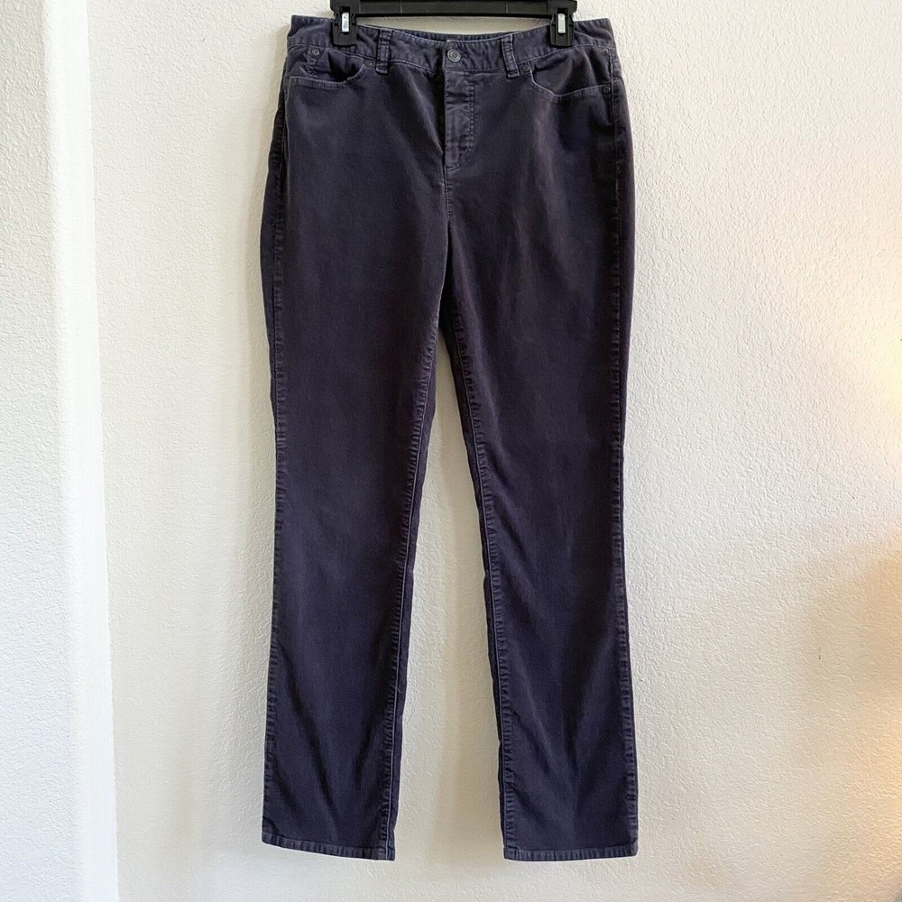 Talbots Womens Heritage Corduroy Pants Dark Gray Straight Leg Size 10